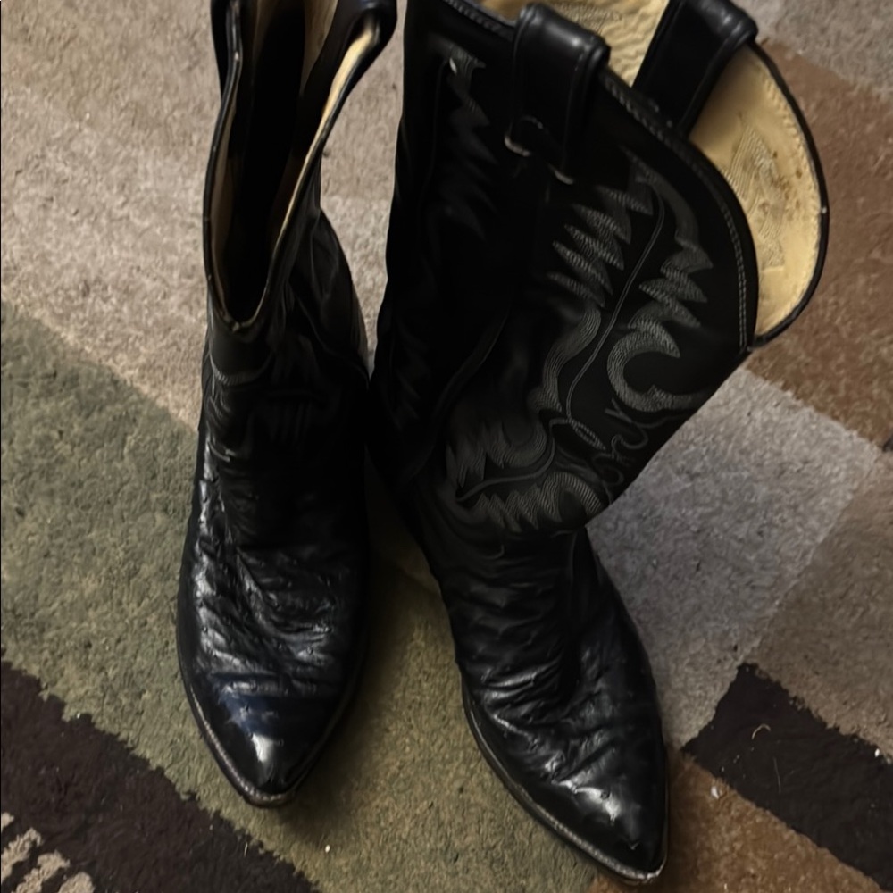 Justin Boots Black Western Leather Boots